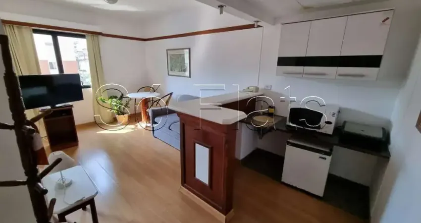 Flat no ninety com 33m², 1 dormitório e 1 vaga para locação nos jardins.