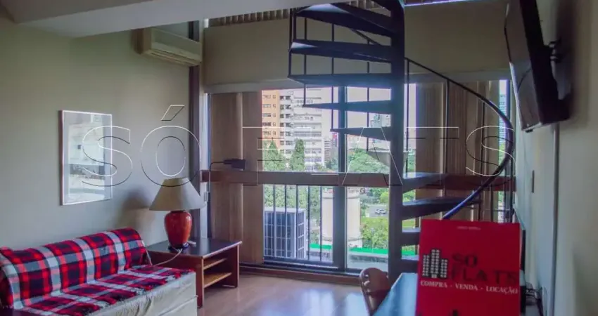 Flat no Jardins com 56m², com serviços, sem burocracia na locação a 100 metros da Av. Paulista.