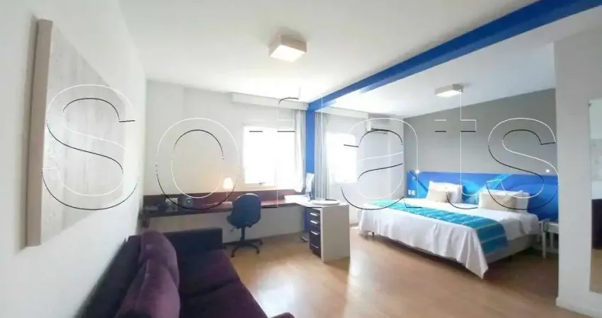 Flat em alphaville com excelente localização próx de vias de acesso p/ sp. sem fiador!