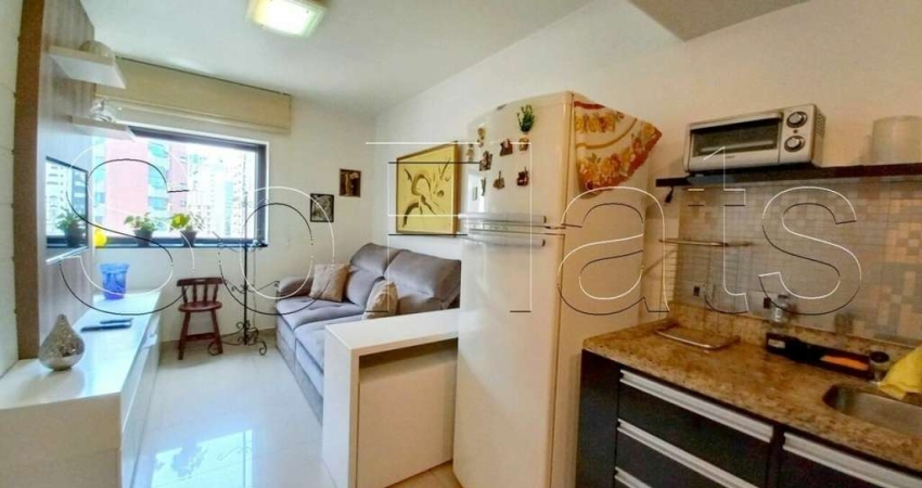 Flat no Le Premier com 28m², 1 dormitório e 1 vaga de garagem, disponível para locação.