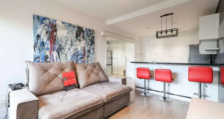 Apto com 56m², 1 dormitório e 1 vaga de garagem finamente decorado no centro de alphaville.