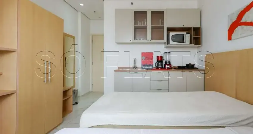 Flat disponível para locação todo mobiliado contendo 25m², 1 dormitório e 1 vaga de garagem.