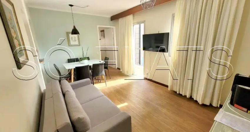 Flat no Paulista Flat I com 46m², 1 dormitório e 1 vaga, disponível para locação nos Jardins.