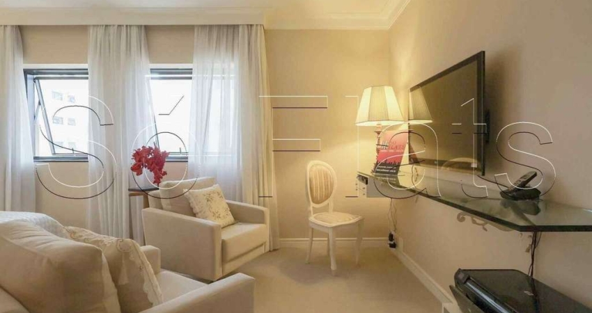 Flat no Le Premier 33m², 1 dormitório e 1 vaga, disponível para locação no Jardim Paulista.