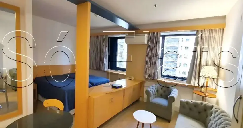 Flat no Transamérica Jardins disponível para locação contendo 28m², 1 dormitório e 1 vaga de garagem