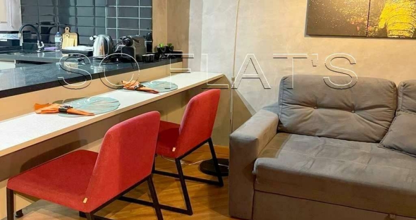 Flat no Hampton Park disponível para locação com 31m², 1 dormitório e 1 vaga de garagem.