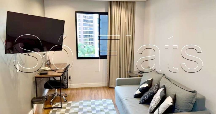 Flat em Moema, proximo a Av. Ibirapuera e Metrô na Rua Jamaris com 1 dormitório.