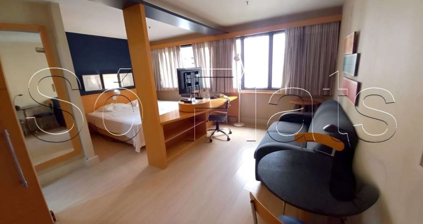 Transamérica Jardins, apto disponível para locação contendo 28m², 01 dorm e 01 vaga.