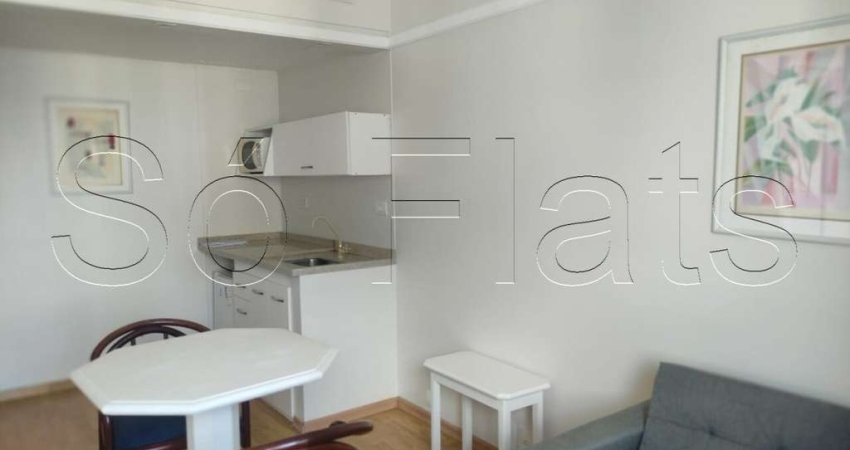 Apto no Ninety para locação com 33m², 1 dormitório e 1 vaga de garagem nos Jardins.