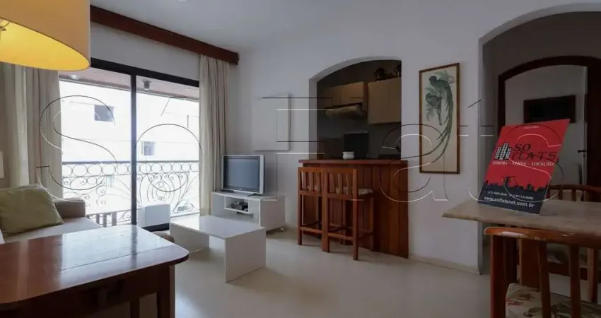 Les Jardins, flat disponível para locação totalmente equipado contendo 45m², 1 dorm e 1 vaga.