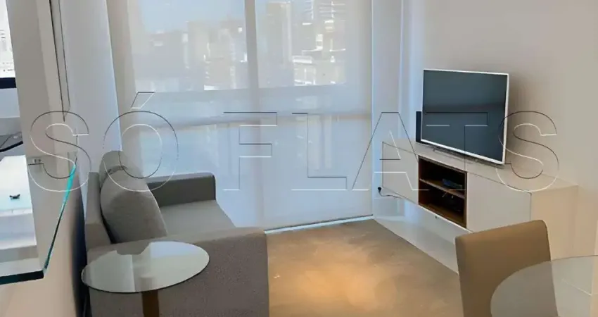 Flat no espaço alpha com 40m², 1 dormitório e 1 vaga para locação na vila olímpia.