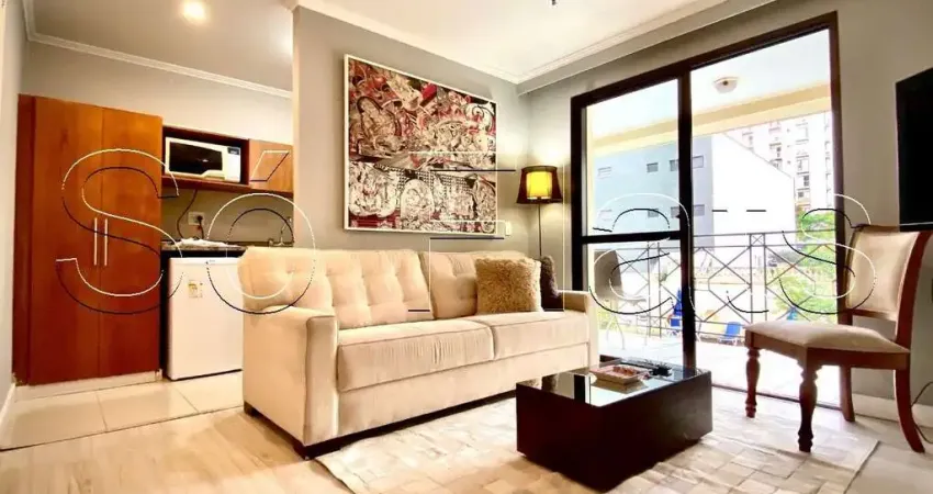 Flat para locação com 2x dormitórios e totalmente mobiliado para o seu conforto na Vila Olímpia.