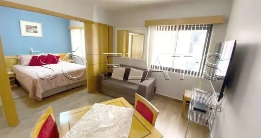 Flat totalmente reformado com 1x dormitório na alameda lorena no jardins sem burocracia na locação.