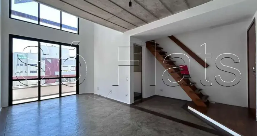 Apto estilo duplex com 01 dormitório na av jamaris, próximo ao metrô moema, disponível para locação.