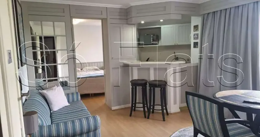 Apto mobiliado com 1 dorm no coração de higienópolis linda vista para o estádio pacaembu.