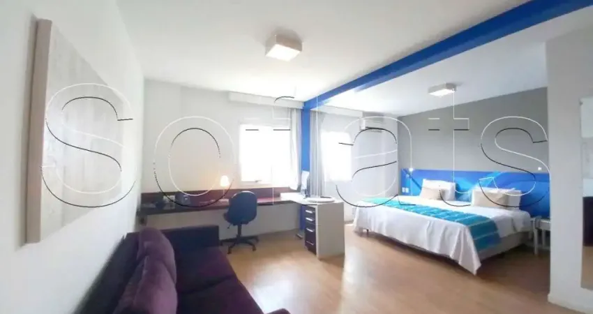 Flat em alphaville com excelente localização próx de vias de acesso p/ sp. sem fiador!