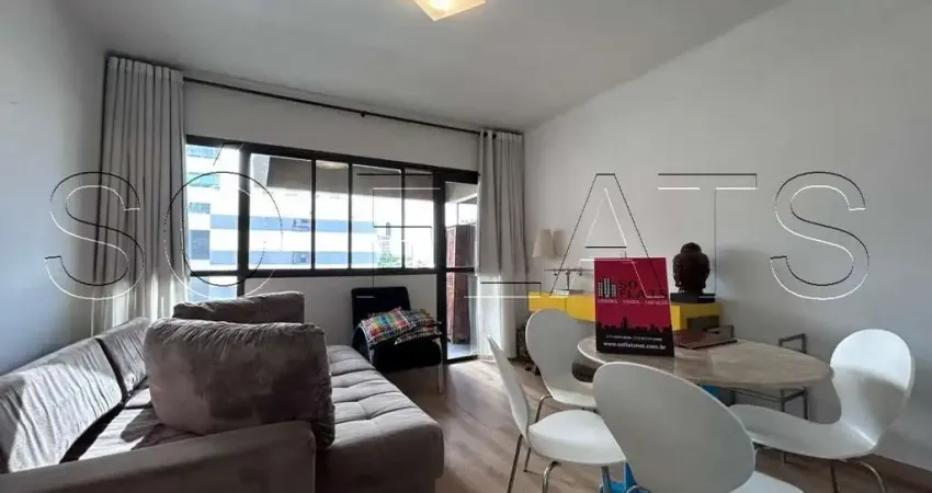 Flat mobiliado com 54m², 1 dormitório e 1 vaga de garagem, disponível locação em alphaville.