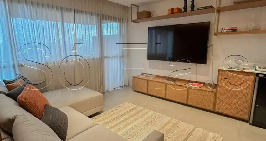 Flat mobiliado com 60m², 1 dormitório e 1 vaga de garagem, disponível locação em alphaville.