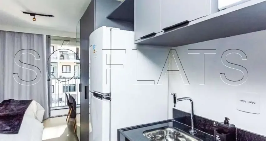 Studio mobiliado em moema na av dos imarés com varanda e lazer completo