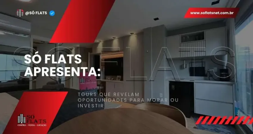 Studio mobiliado no Itaim Bibi para morar ou investir, varanda e lazer completo