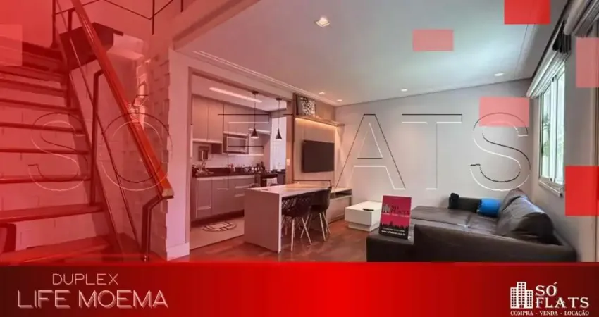 Flat Duplex à venda em Moema, mobiliado, 63m², 2 dormitórios, vaga, Life Moema