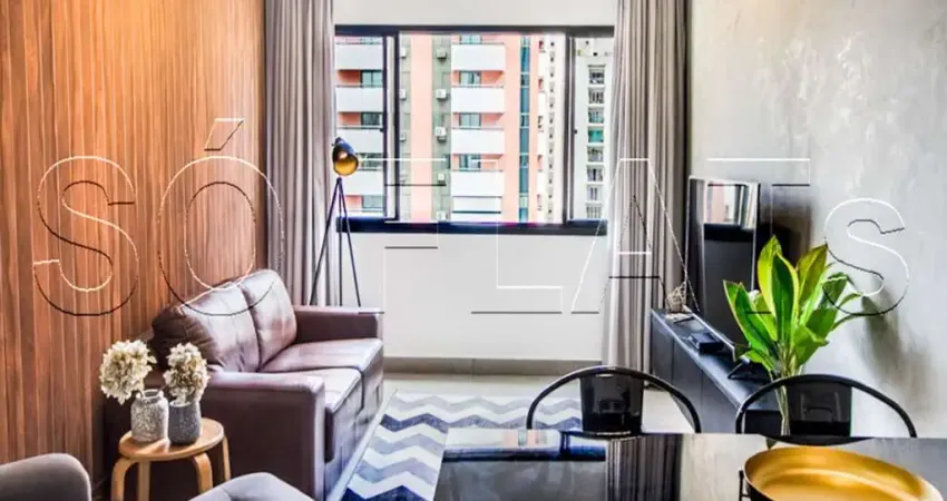 Flat mobiliado no Itaim Bibi com vaga, serviços completos e alto potencial de investimento