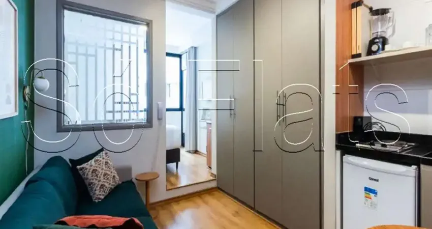 Flat mobiliado 29m² com vaga no Jardim Paulista, Rua da Consolação, Poeta Drummond