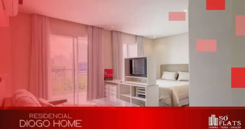 Studio alto padrão 47m² em Moema, mobiliado, 1 vaga, lazer completo, perto do Ibirapuera