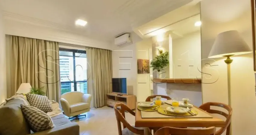 Flat mobiliado no itaim bibi com 1 dormitório com vista para avenida faria lima disponível locação