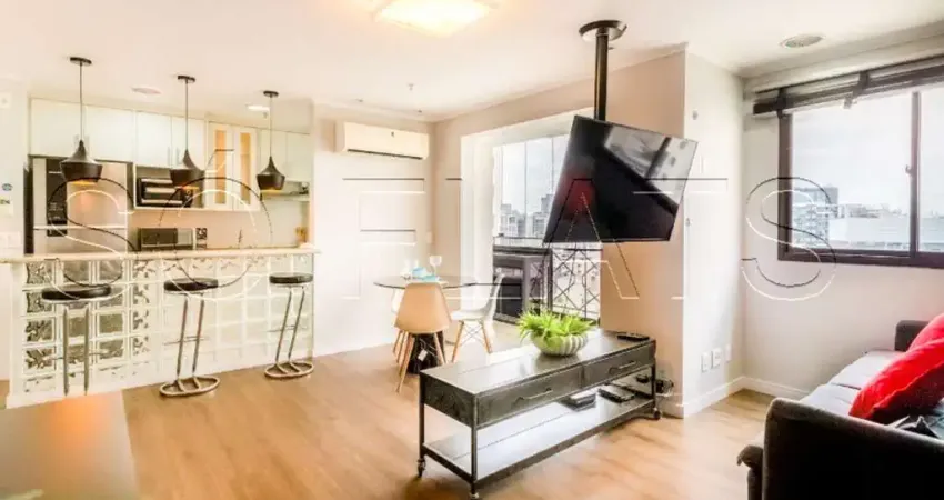 Flat mobiliado com 2x dorms para locação ao lado da av dos bandeirantes e faculdade anhembi/morumbi.