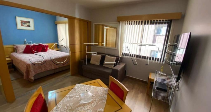 Flat totalmente reformado com 1x dorm na Alameda Lorena no Jd Paulista. Sem burocracia na locação.