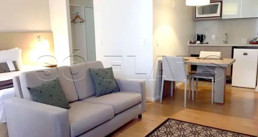 Flat com excelente estrutura no Itaim Bibi para locação com entrada imediata e sem fiador.