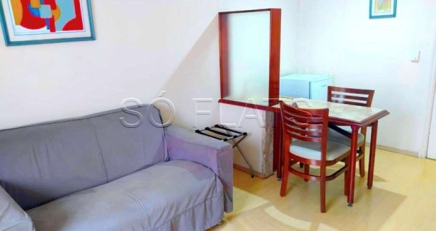 Flat com excelentes serviços e ótima localização no Jardim Paulista. Sem burocrcia na locação.