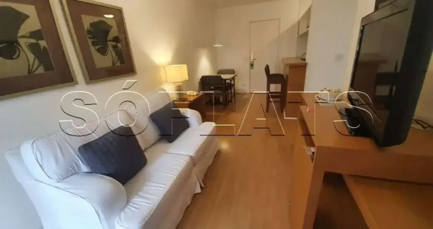 Flat com 1x dormitório reformado com camareira, tv a cabo e garagem ao lado da Av. Paulista.