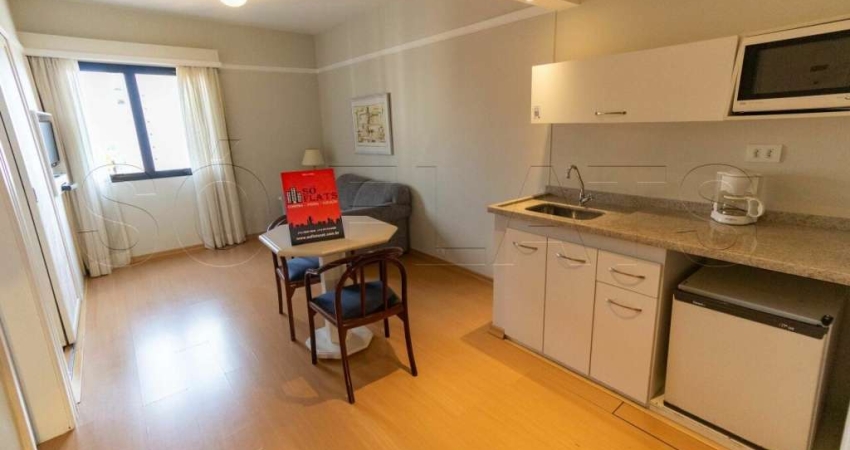 Flat no Jardins para Locação com 1 dormitório sendo 1x suíte, serviços e vaga de garagem.