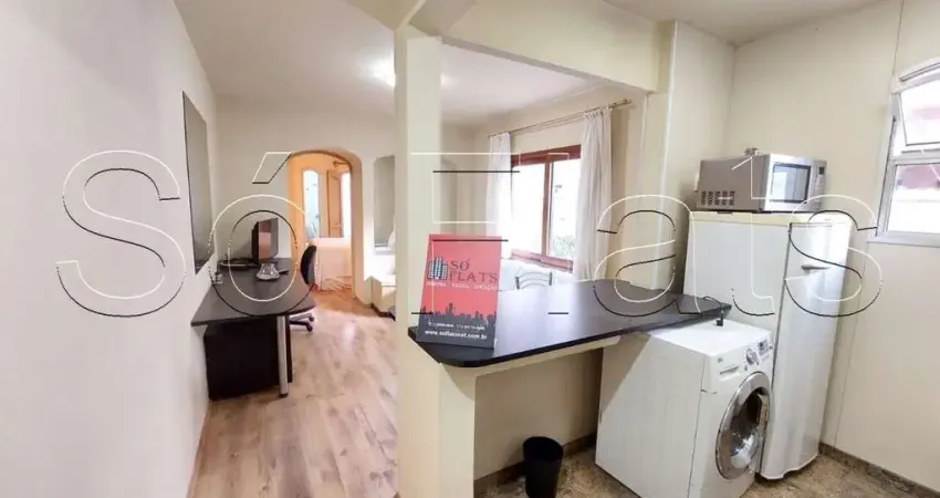 Flat para locação no Mont Clair, 43m², 1 dormitório e 1 vaga de garagem.