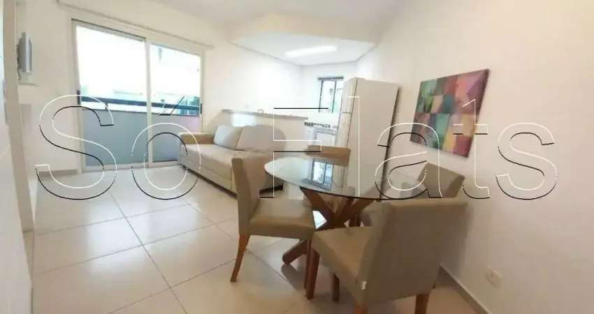 Flat disponível para locação no expert com 34m², 1 dormitório e 1 vaga de garagem no itaim bibi.