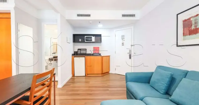 Flat para locação no mercure são paulo privilege contendo 33m², 1 dormitório e 1 vaga de garagem.