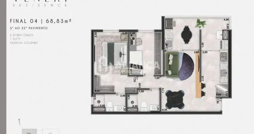 Apartamento com 2 quartos à venda na Rua Dona Ana Nery, Marapé, Santos