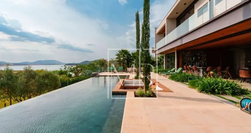 Mansão de frente à represa com 7 suítes à venda, 1100 m² por r$ 19.000.000 - piracaia - piracaia/sp
