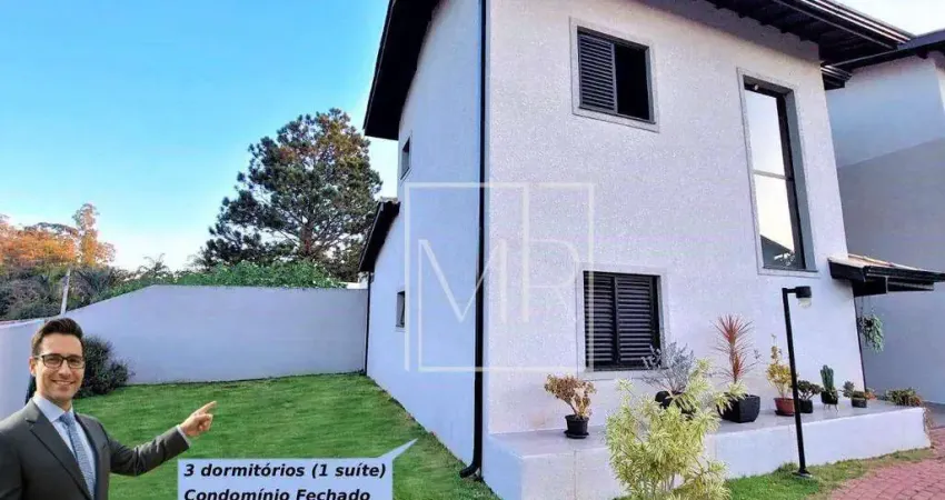 Casa à venda, condomínio fechado, 3 dormitórios (1 suíte), 102m² - $750.000 - ribeirão dos porcos - atibaia/sp