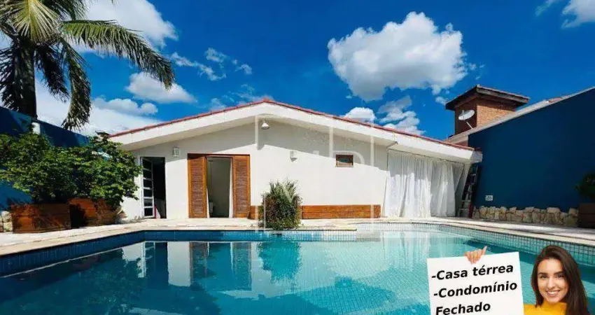 Casa térrea, à venda, 2 suítes, piscina, condomínio fechado, 230m². $1.400.000 – recanto dos ipês – atibaia/sp