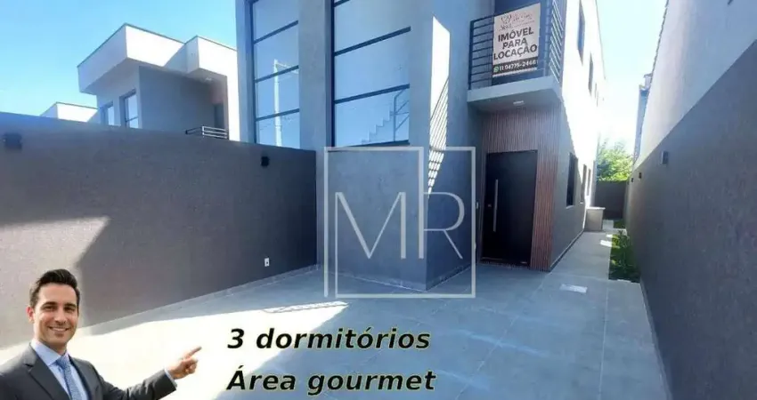 Casa nova para locação, 3 dormitórios (1 suíte), área gourmet, 105m² - $4.500 – v. petrópolis – atibaia/sp