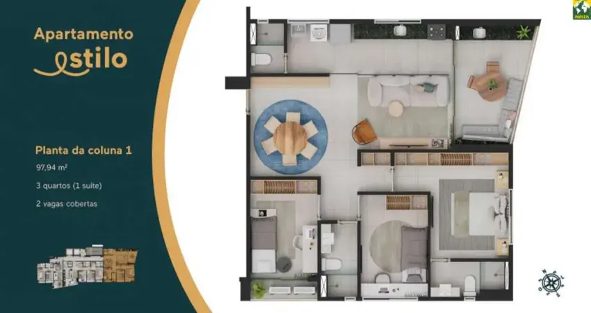 Apartamento com 3 quartos à venda na Rua José Claudino Leite, 2500, Lagoa Nova, Natal