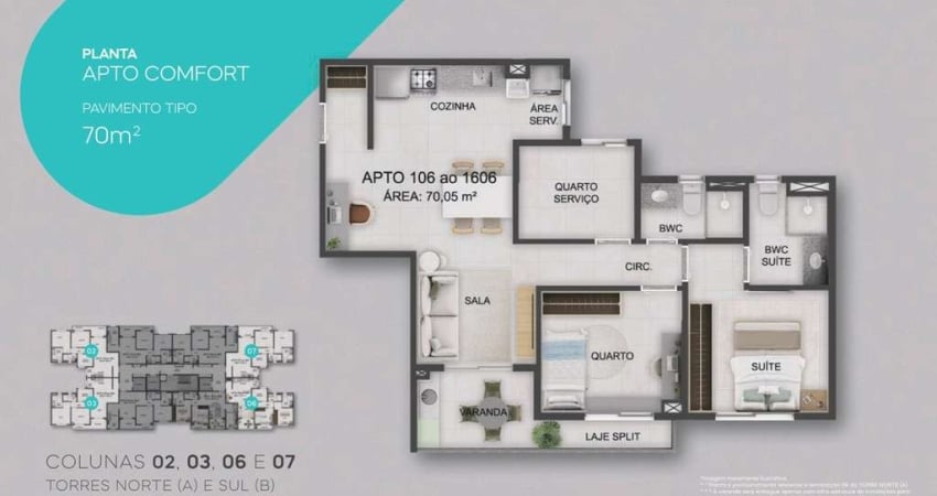 Apartamento para Venda em Natal, Candelária, 3 dormitórios, 1 suíte, 2 banheiros, 1 vaga