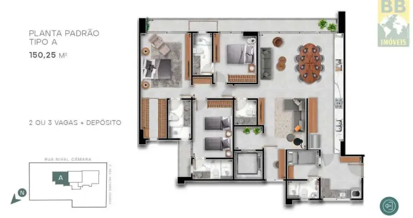 Apartamento com 4 quartos à venda na Rua Nival Câmara, 1526, Tirol, Natal