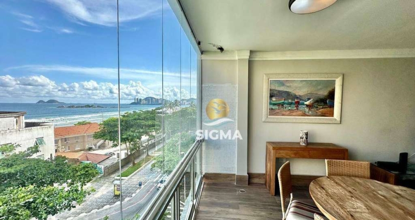 VISTA MAR - Apartamento com 2 quartos sendo 1 suíte à venda na Praia das Pitangueiras - Guarujá/SP.