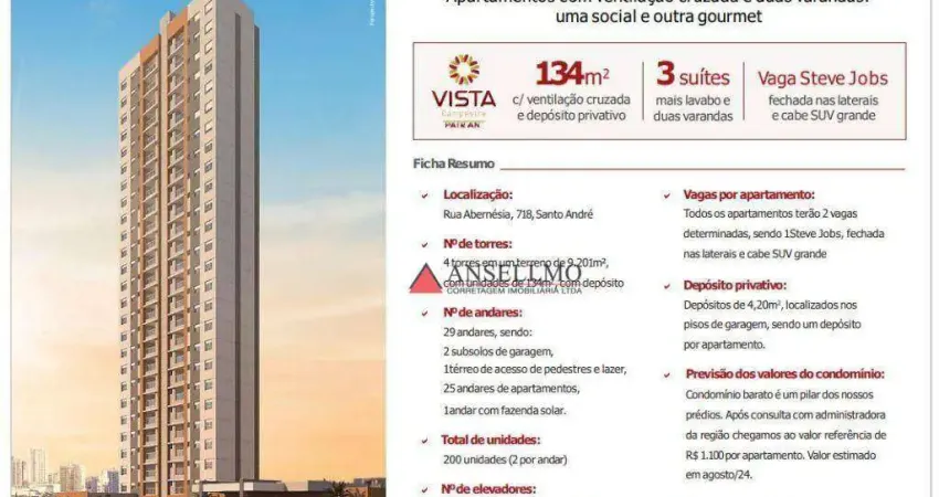 Apartamento com 3 dormitórios à venda, 134 m² por R$ 1.395.000,00 - Santa Maria - Santo André/SP
