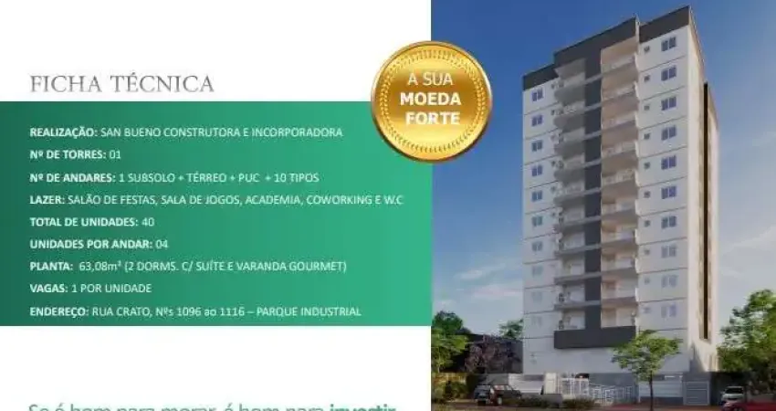 Apartamento para Venda em São José dos Campos, Parque Industrial, 2 dormitórios, 1 suíte, 2 banheiros, 1 vaga