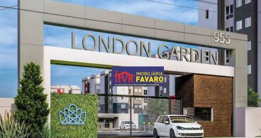 London Garden, apartamento terreo: Dois quartos, sala, cozinha, área de serviço, wc social com box blindex e uma vaga de garagem. R$ 180mil.